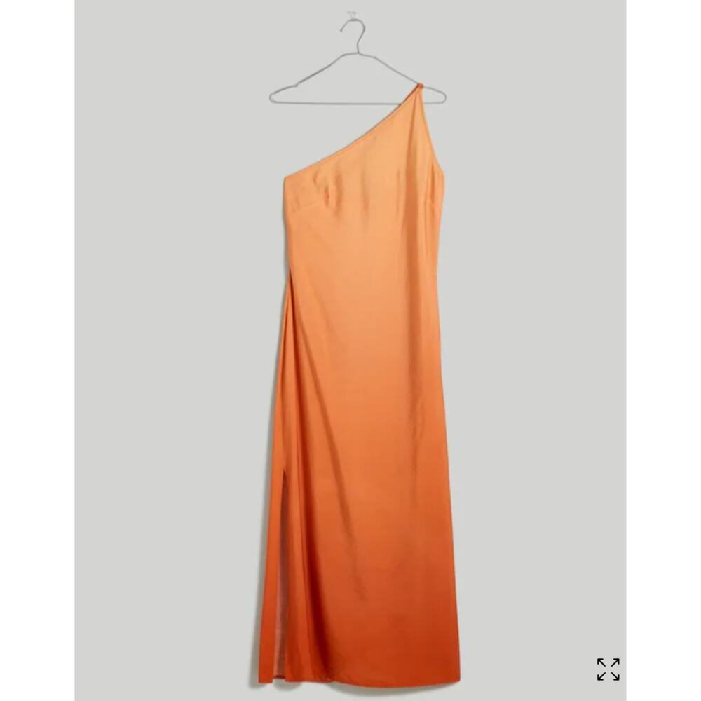 Madewell Women's Copper Orange Ombre One-Shoulder Midi Slip Dress NWT Size 14